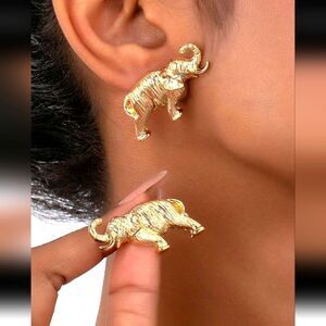 Gold Elephant Earrings